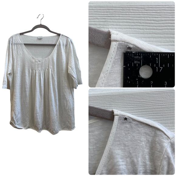 Poetry Flaw Linen Semi Sheer Short Sleeve Scoop Neck Tee Top Size 12 Style VB37 - Picture 7 of 11